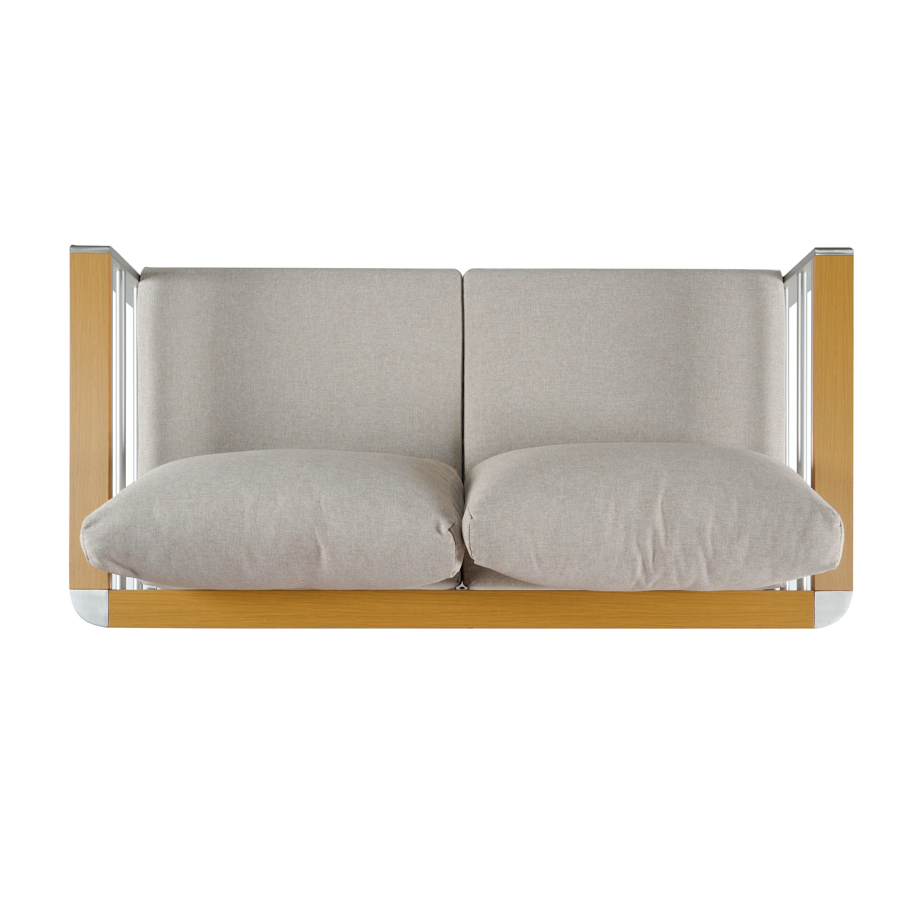 Jorsans Aluminum Outdoor Patio Loveseat with Beige Cushions