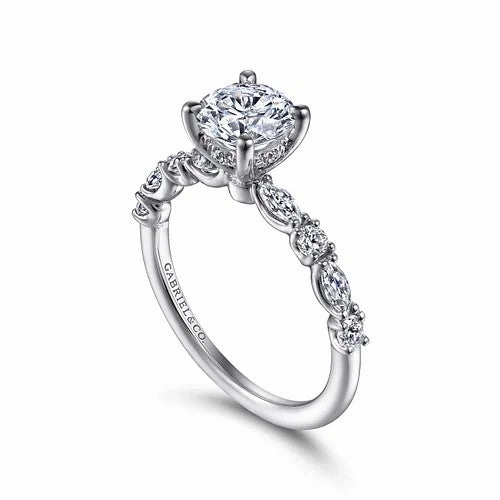 Juliet - 14K White Gold Round Diamond Engagement Ring (Setting Only)