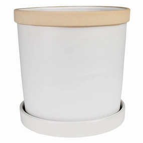 June Cachepot with Saucer, Ceramic - 4" Vase,Ceramic Vase