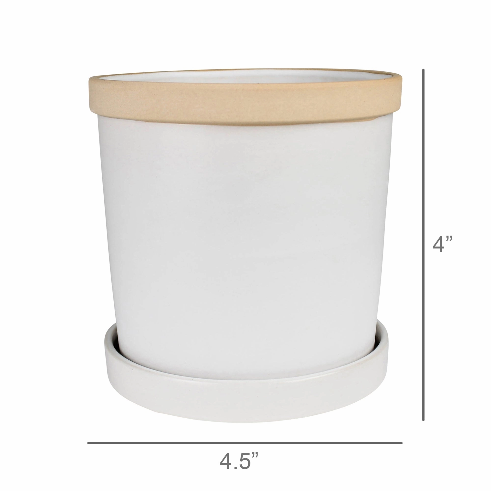 June Cachepot with Saucer, Ceramic - 4"