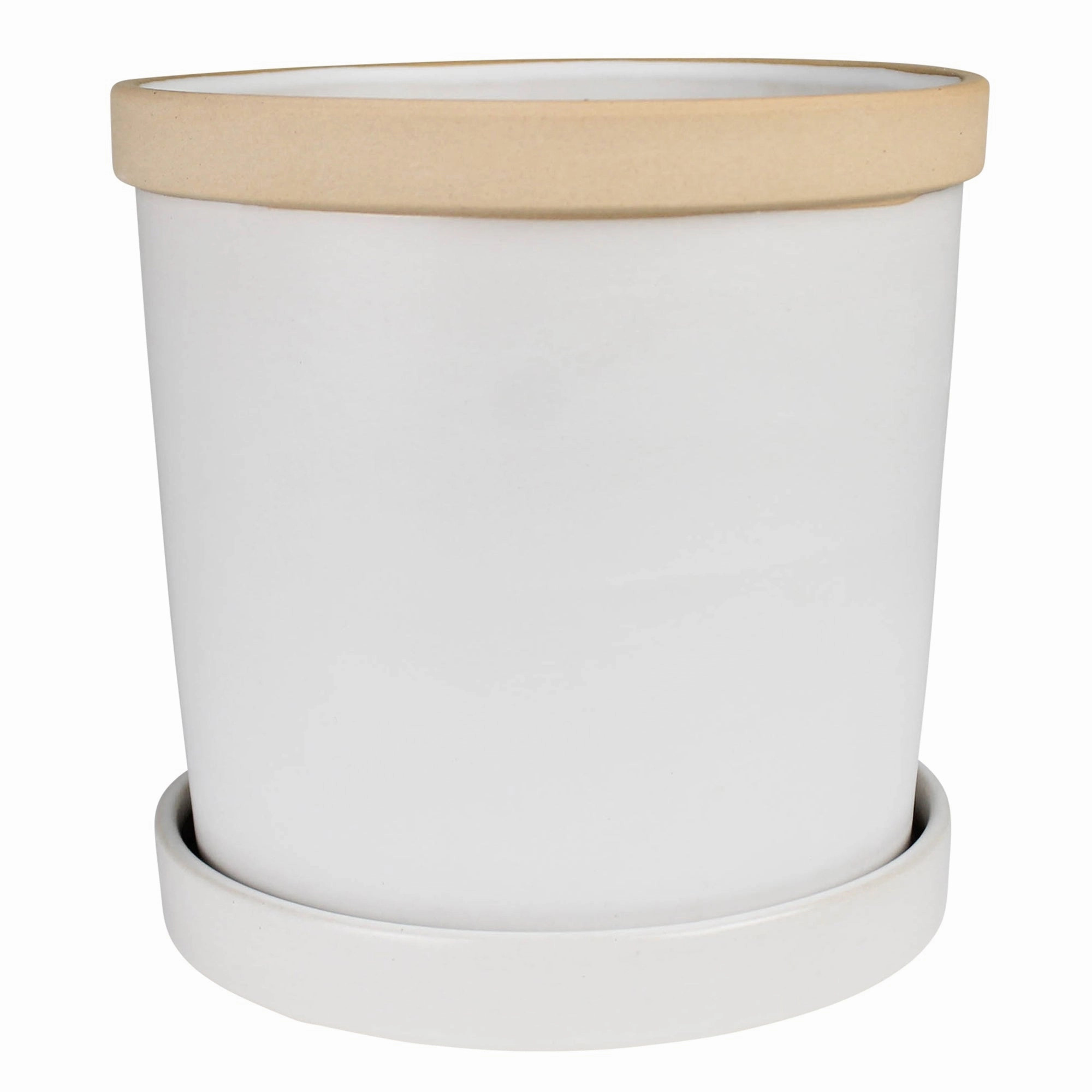 June Cachepot with Saucer, Ceramic - 6" Vase,Ceramic Vase