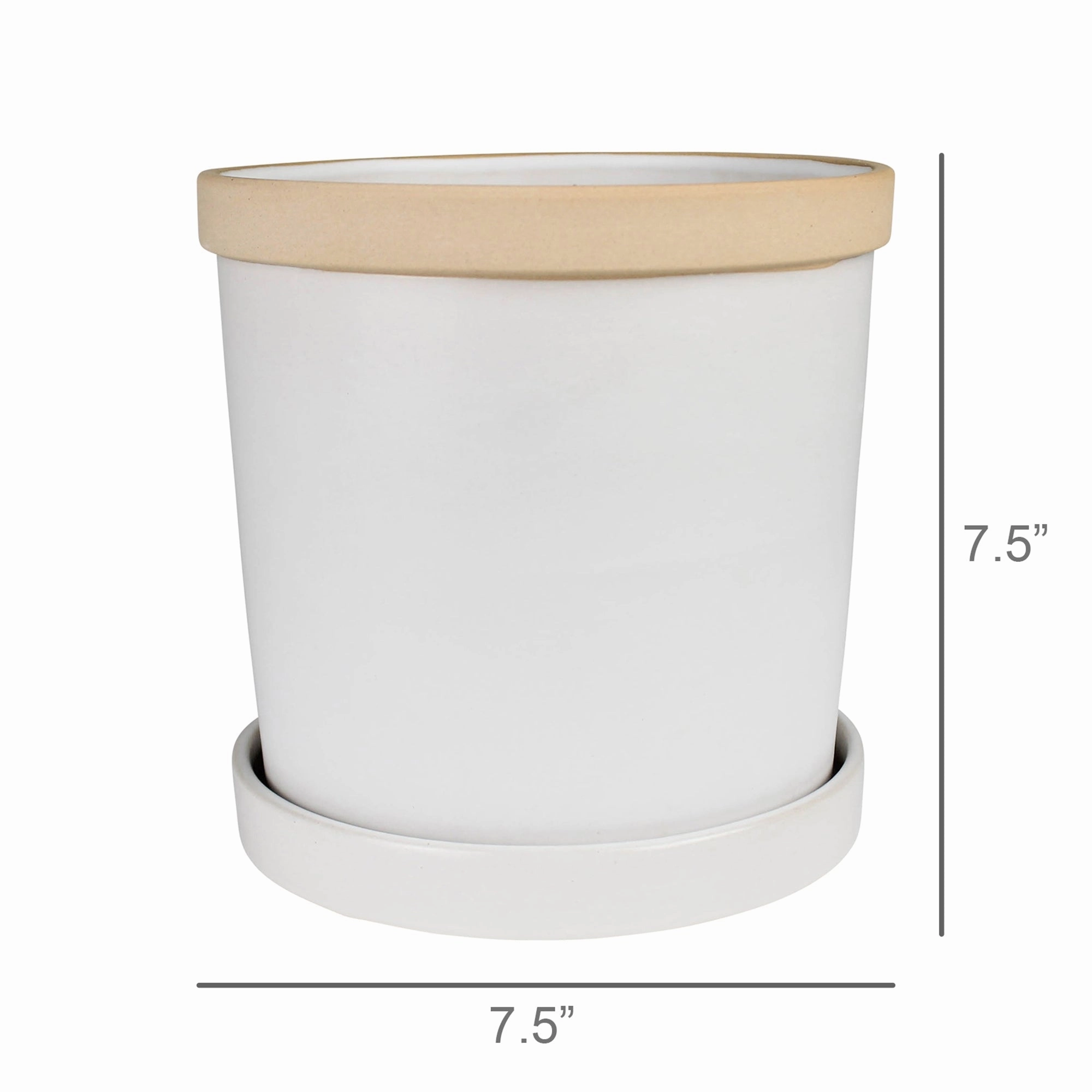 June Cachepot with Saucer, Ceramic - 6"