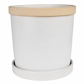 June Cachepot with Saucer, Ceramic - 6" Vase,Ceramic Vase