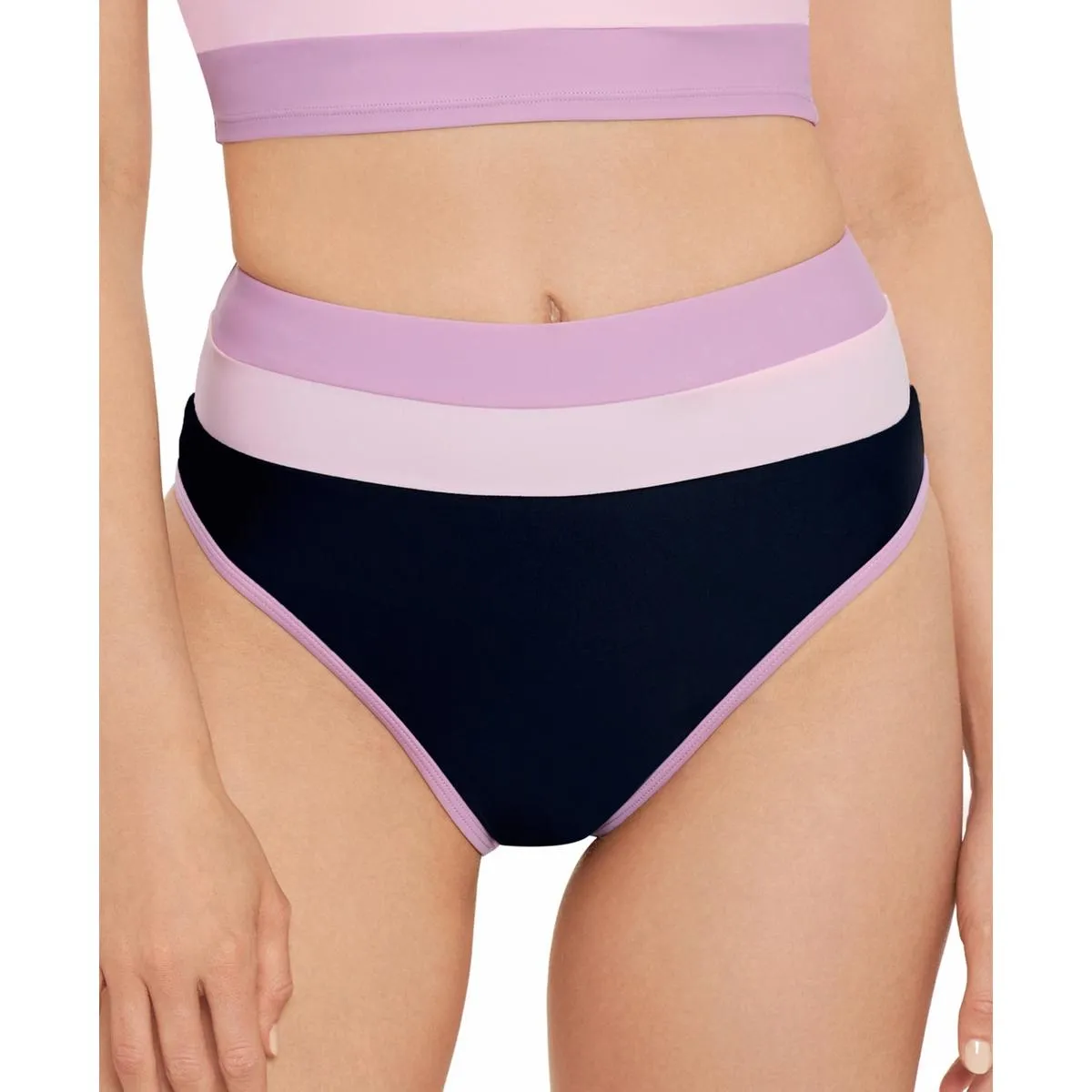 Juniors Womens High Waist Contrast Trim Swim Bottom Separates
