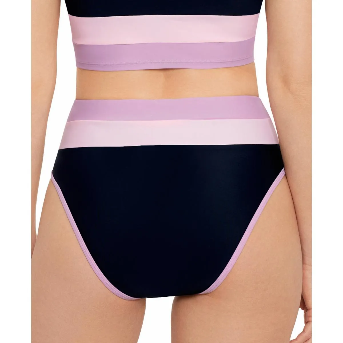 Juniors Womens High Waist Contrast Trim Swim Bottom Separates