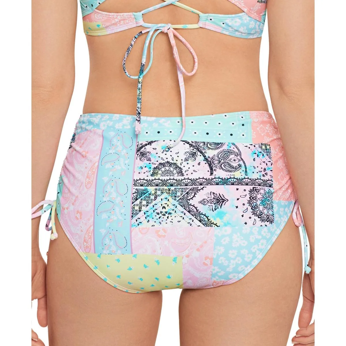 Juniors Womens High Waist Printed Swim Bottom Separates