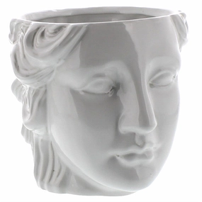 Juno Ceramic Head Cachepot - White Vase,Ceramic Vase