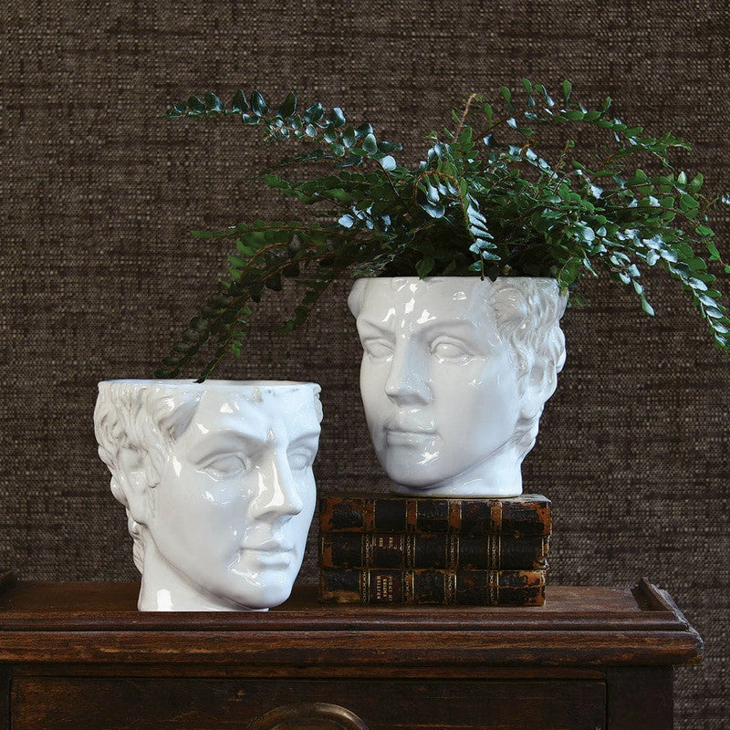 Juno Ceramic Head Cachepot - White