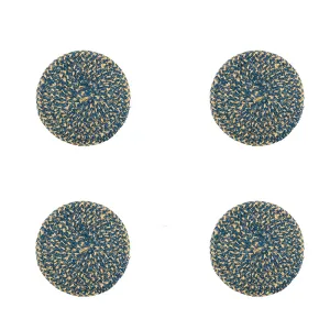 Jute Set of 4 Coasters, D10cm, Cornflower tufted headboard, king headboard