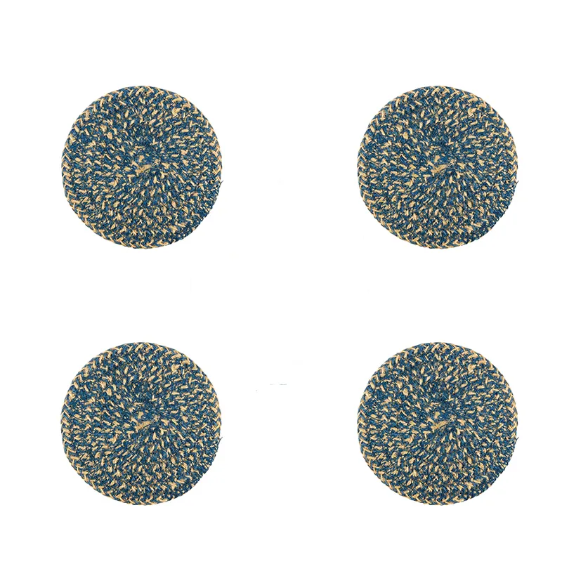 Jute Set of 4 Coasters, D10cm, Cornflower tufted headboard, king headboard