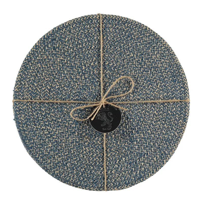 Jute Set of 4 Placemats, D27cm, Cornflower