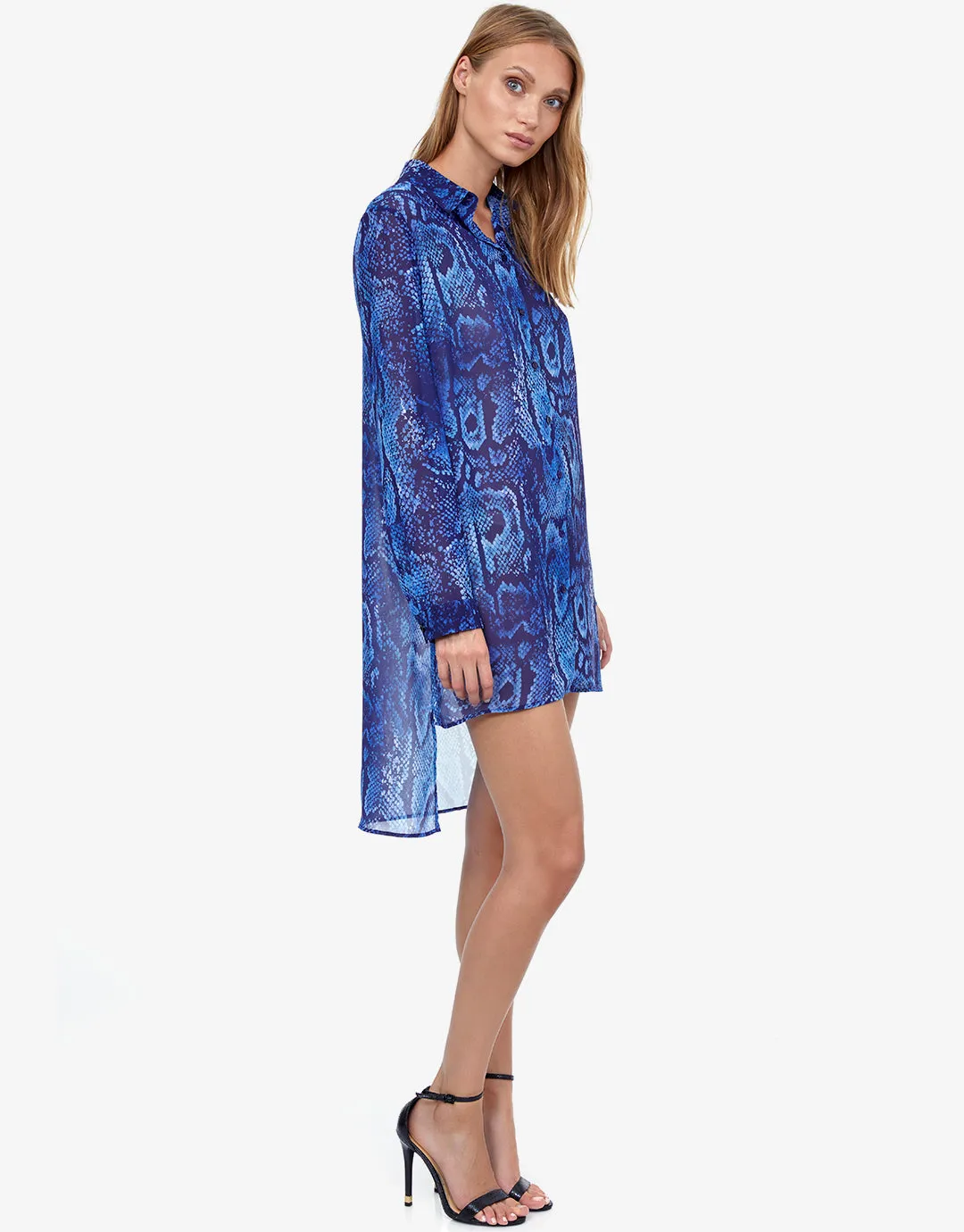 Kalahari High Low Beach Blouse - Blue