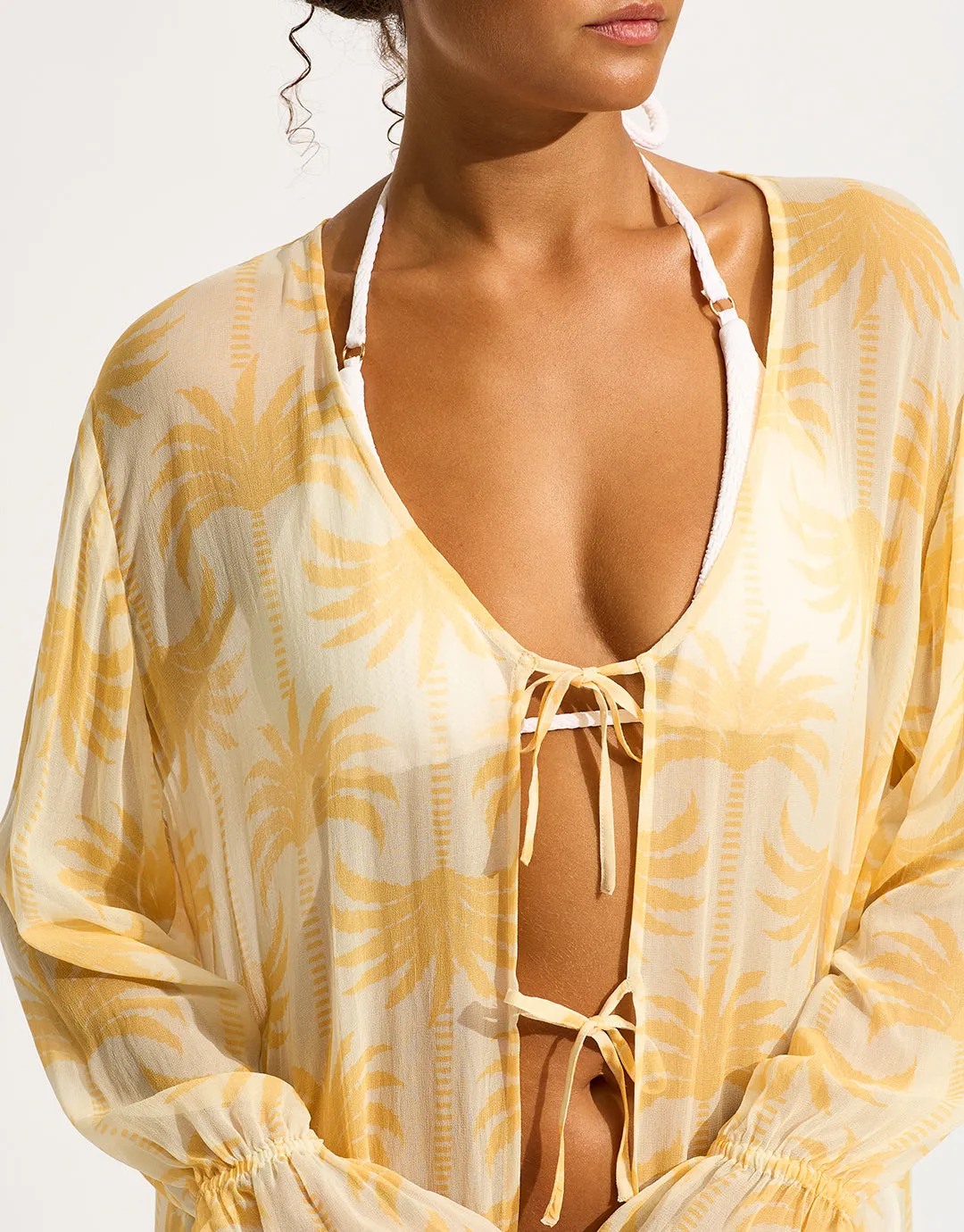 Kasbah Tie Front Cover Up - Ecru