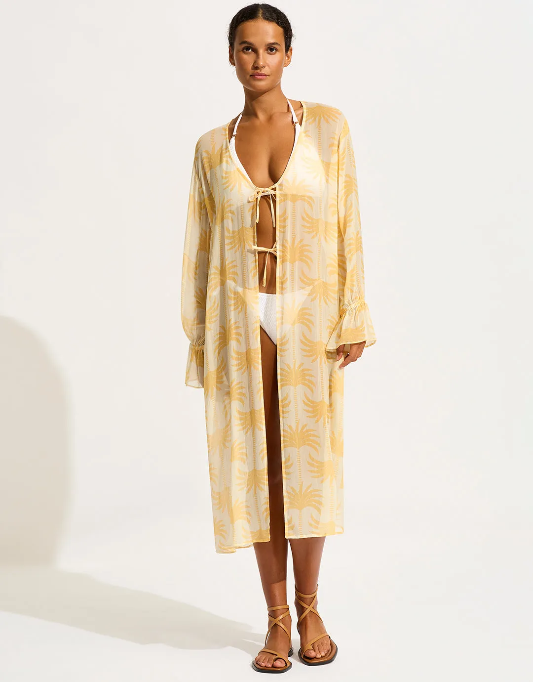 Kasbah Tie Front Cover Up - Ecru