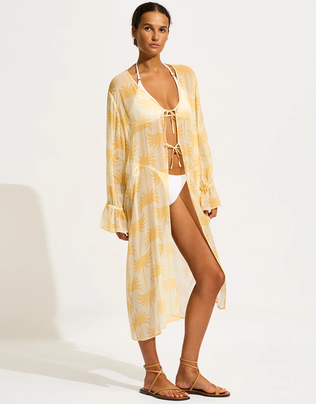 Kasbah Tie Front Cover Up - Ecru