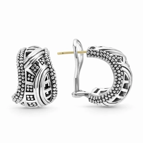 Keep Memory Alive Caviar Omega Clip Earrings