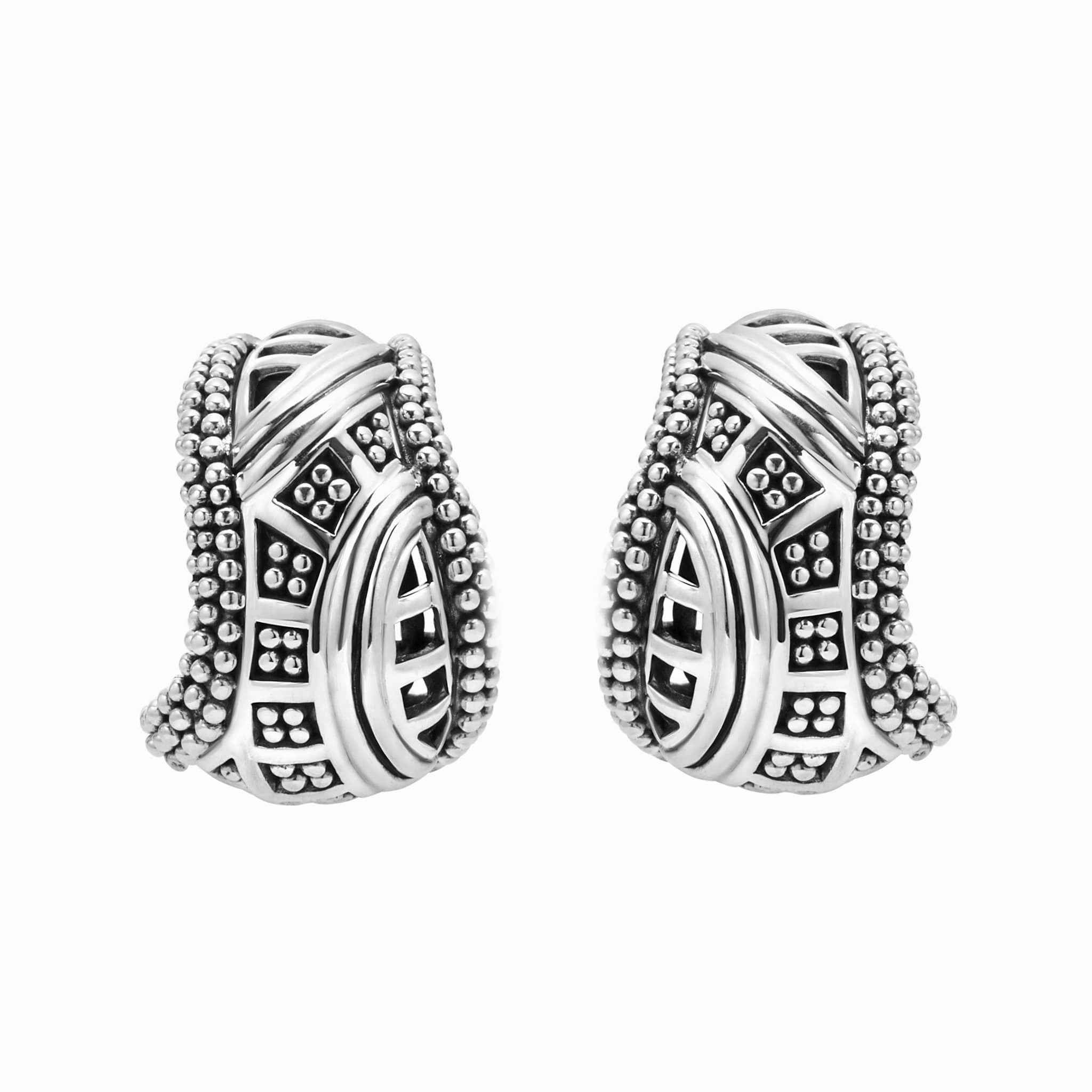 Keep Memory Alive Caviar Omega Clip Earrings