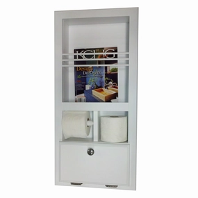 Key West Series 10 Recessed Magazine Rack with Toilet Paper Holders and Storage Toilet Brush,Bathroom Cleaner