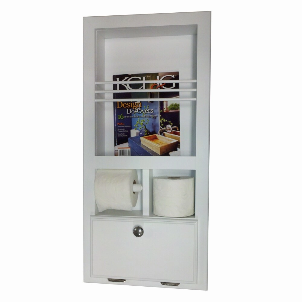 Key West Series 10 Recessed Magazine Rack with Toilet Paper Holders and Storage Toilet Brush,Bathroom Cleaner