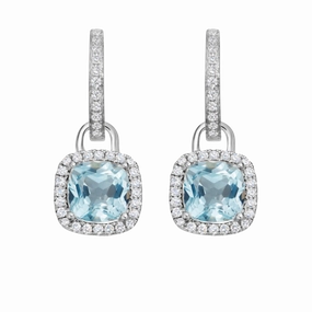 Kiki McDonough Cushion Blue Topaz and Diamond Earrings