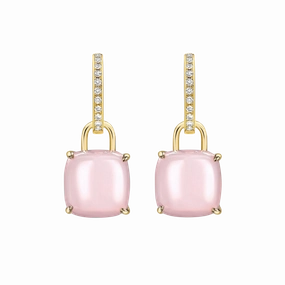 Kiki McDonough Cushion Pink Opal and Diamond Earrings