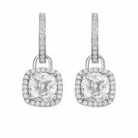 Kiki McDonough Cushion White Topaz and Diamond Earrings