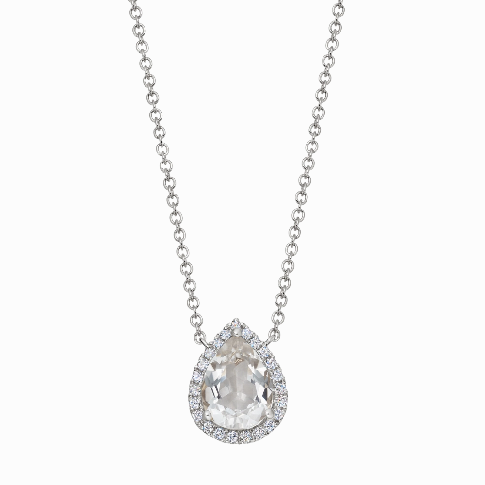 Kiki McDonough Grace Pear White Topaz and Diamond Necklace