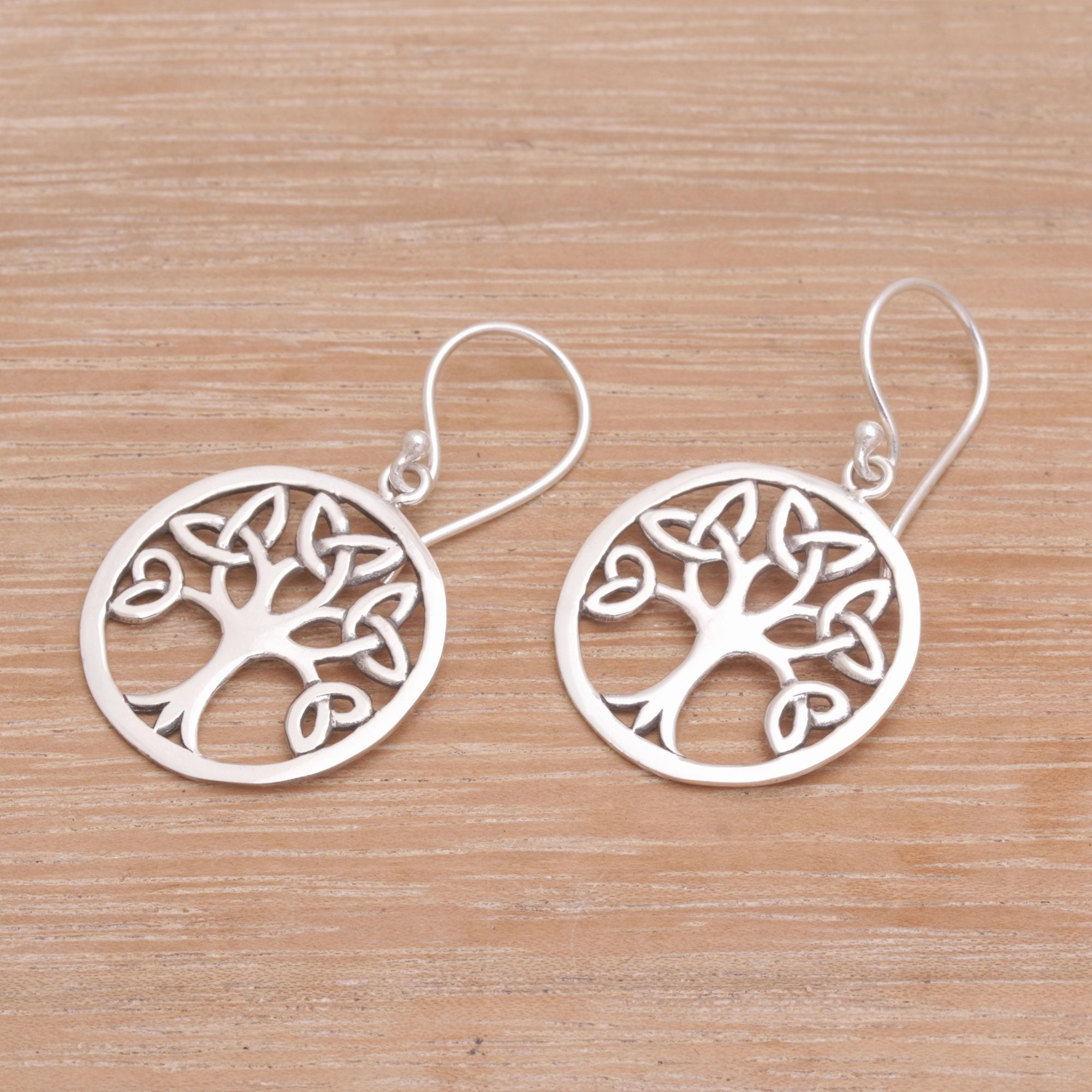Knotting Tree Celtic Knot Tree Sterling Silver Dangle Earrings from Bali