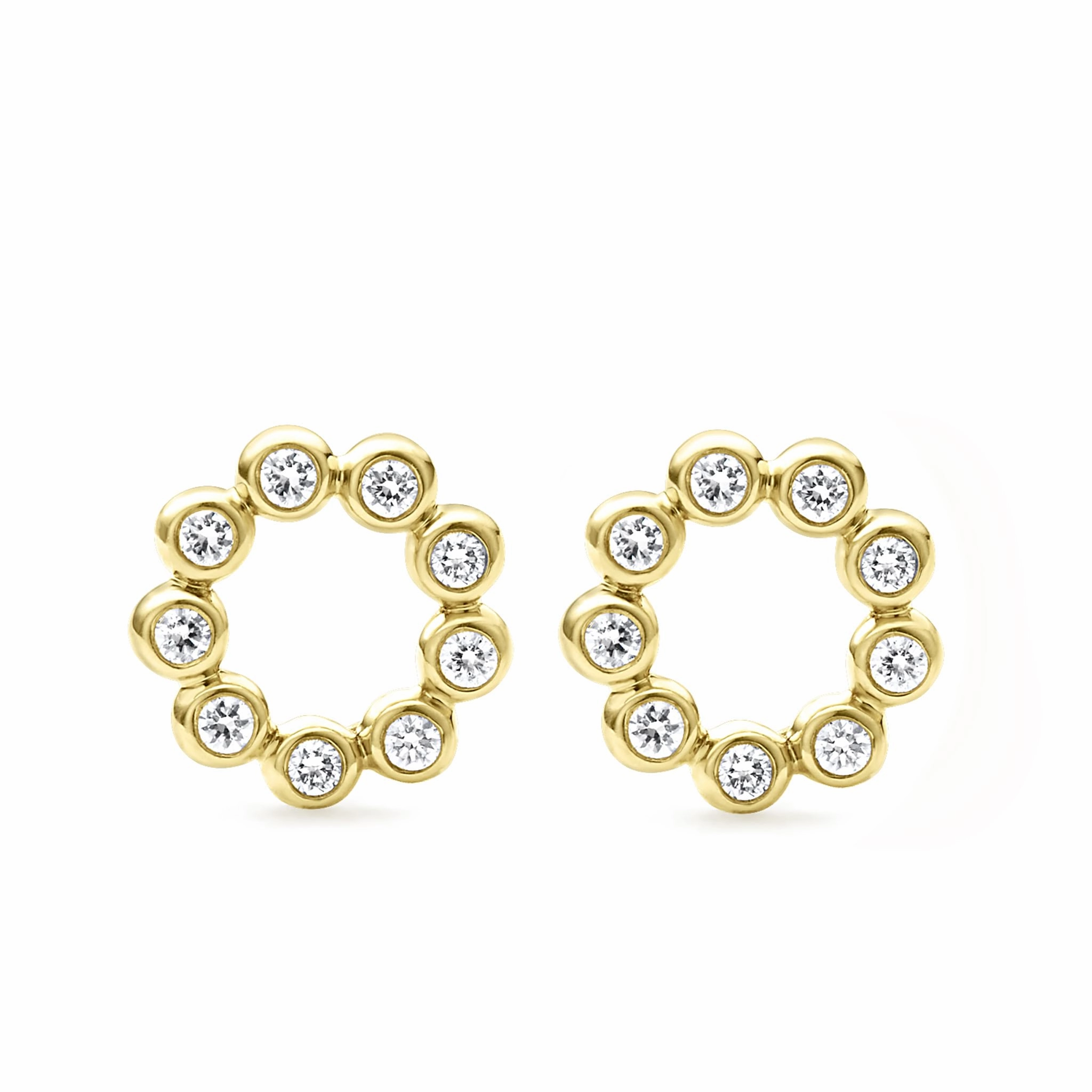 KSL 18K Gold Circle Diamond Stud Earrings
