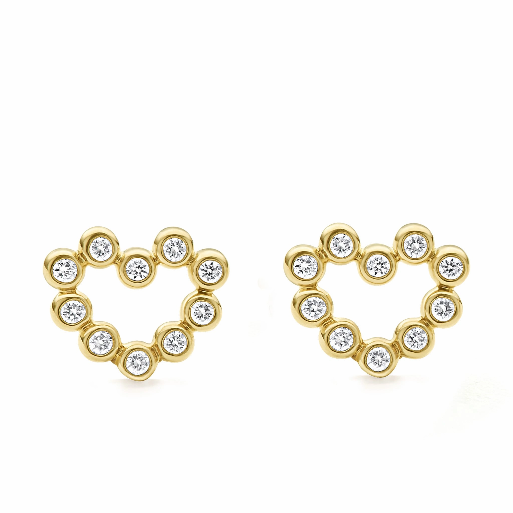 KSL 18K Gold Heart Diamond Stud Earrings