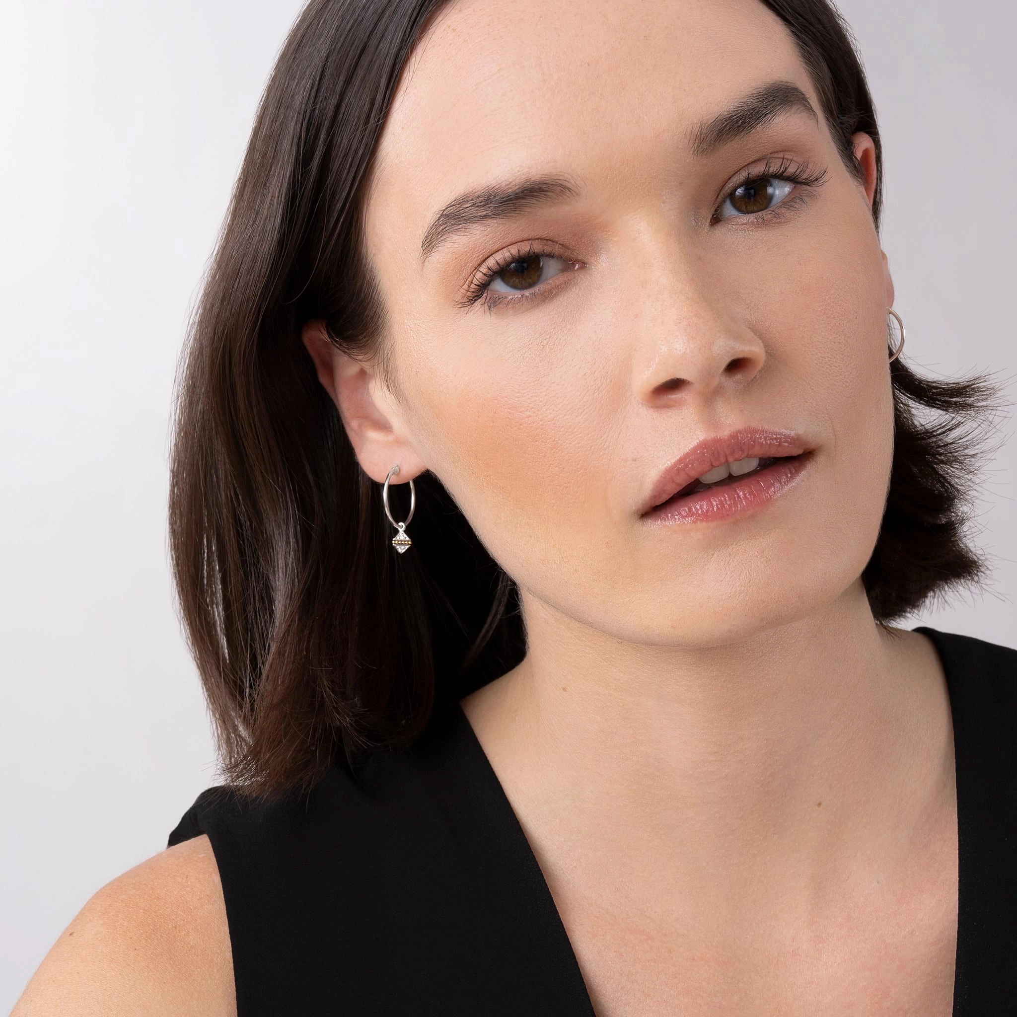 KSL Charm Diamond Hoop Earrings