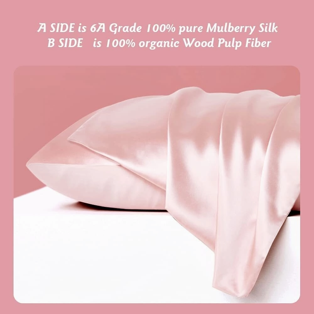 Lacette 100% Silk Pillowcase for Hair and Skin,22 Momme 6A Soft Silk Pillow Case with Hidden Zipper,Gift Box - White