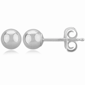 Lady's White 14 Karat 5mm Ball Stud Earrings