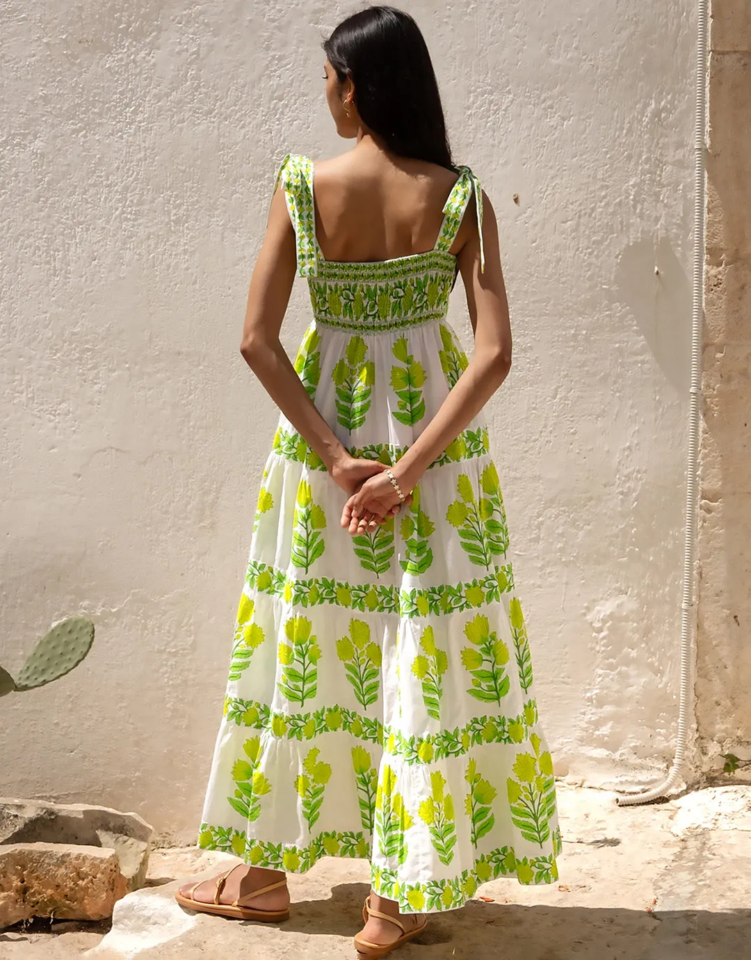 Lara Dress - Lime Botanics