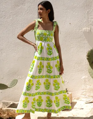 Lara Dress - Lime Botanics