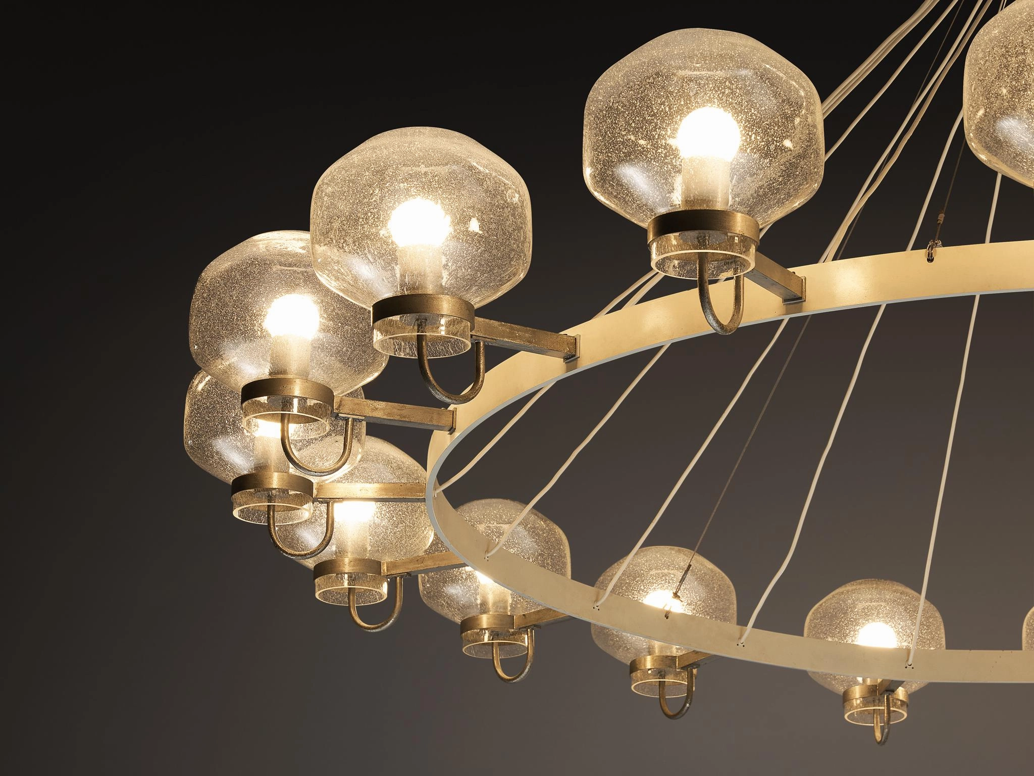 Large 1970s Chandelier in Silver-Colored Metal & Blown Glass 232cm/91.34in.