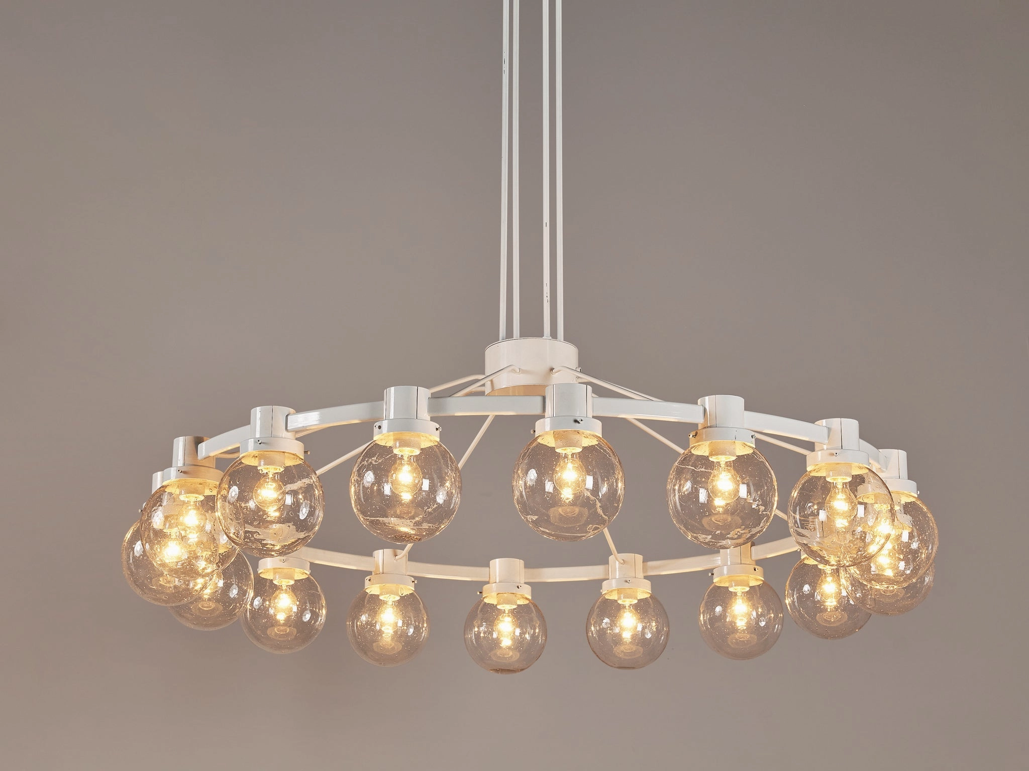 Large Chandelier in White Lacquered Metal with Hand Blown Glass Globes Knife Set,Kitchen Knives