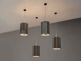 Large RAAK Pendants Model 'B-1011' in Aluminum and Perspex Knife Set,Kitchen Knives