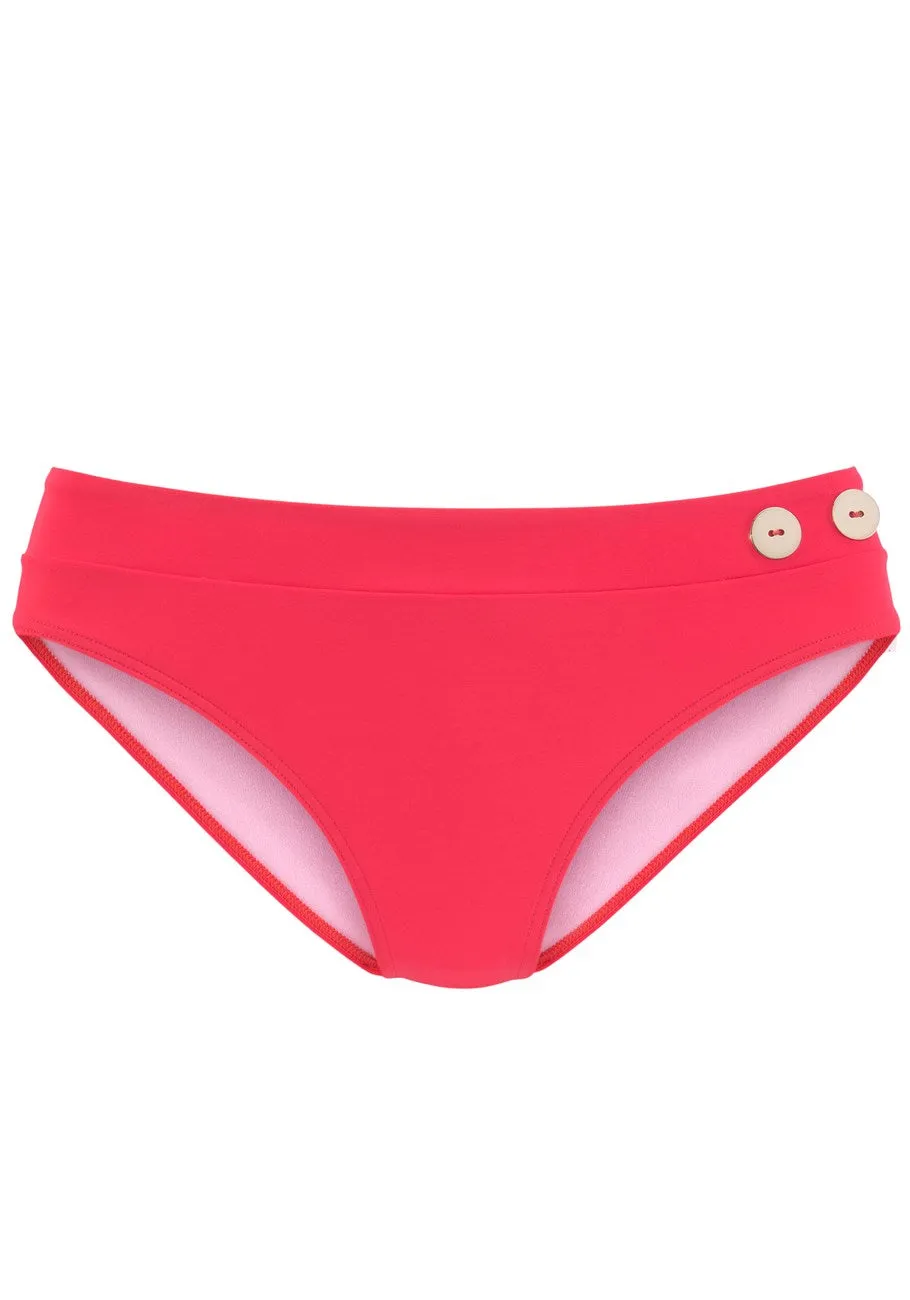 LASCANA Women's Button Detail Classic Bikini Bottom
