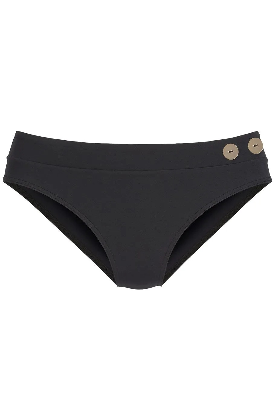 LASCANA Women's Button Detail Classic Bikini Bottom