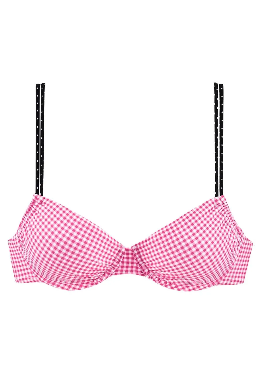 LASCANA Women's Gingham Underwire Bikini Top