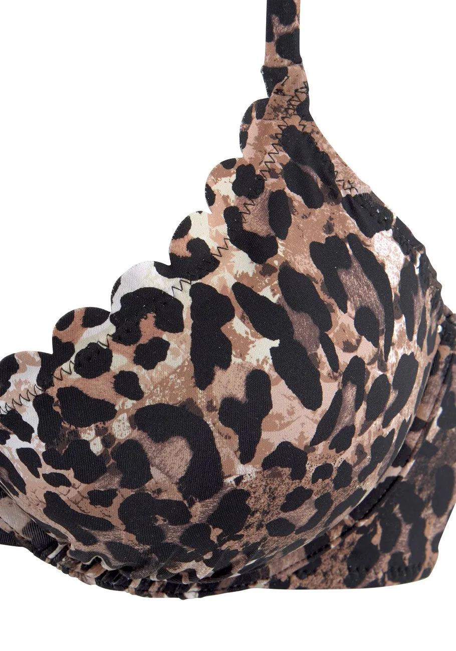 LASCANA Women's Leopard Print Underwire Bikini Top