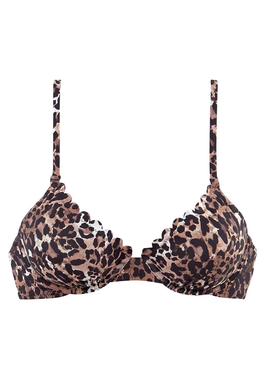 LASCANA Women's Leopard Print Underwire Bikini Top