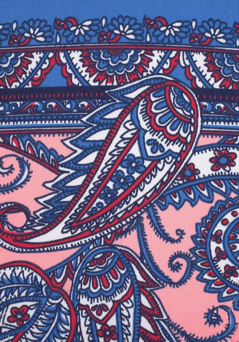 LASCANA Women's Paisley Print Bikini Swim Bottom, Blue Multi, 6