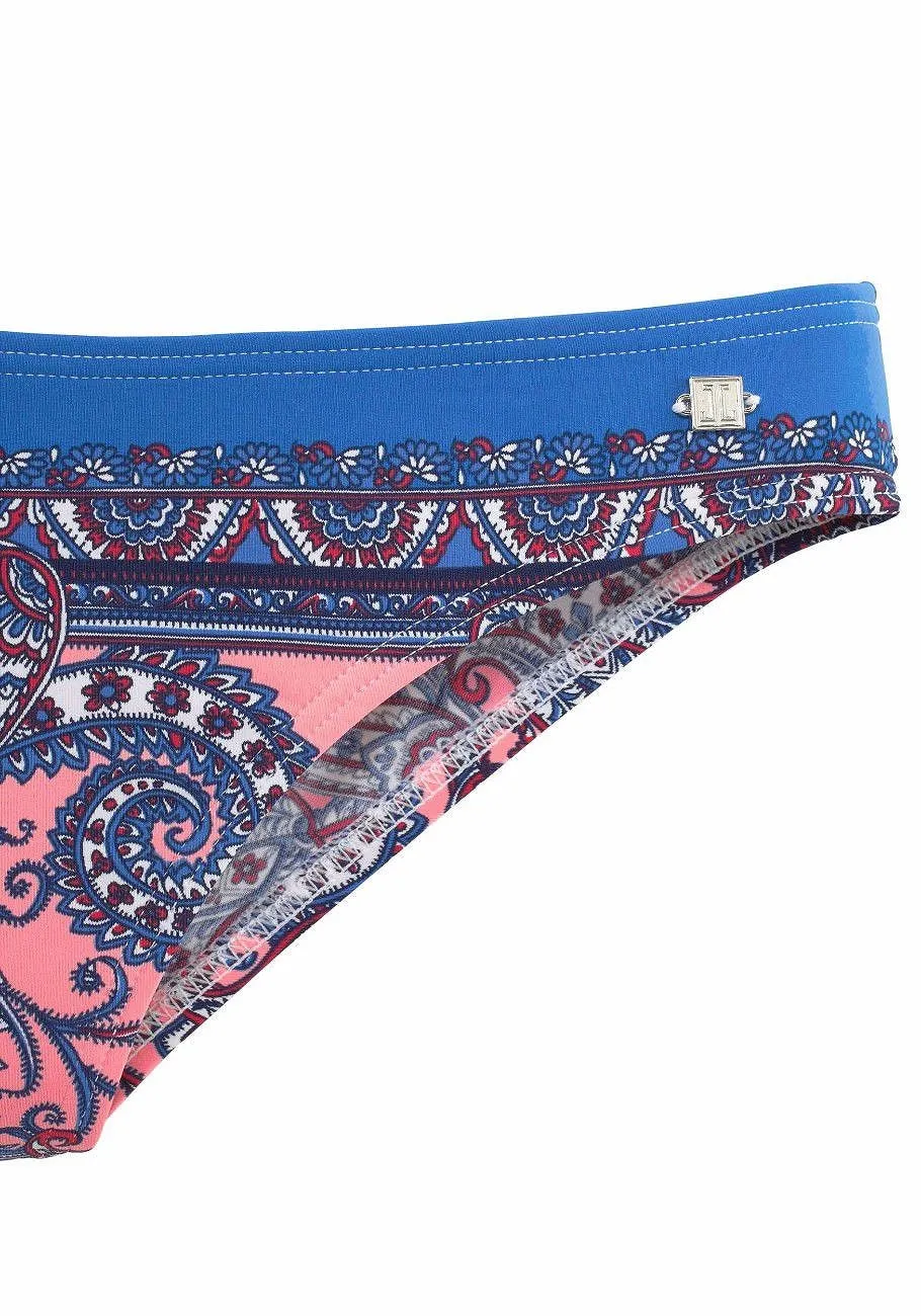 LASCANA Women's Paisley Print Bikini Swim Bottom, Blue Multi, 6