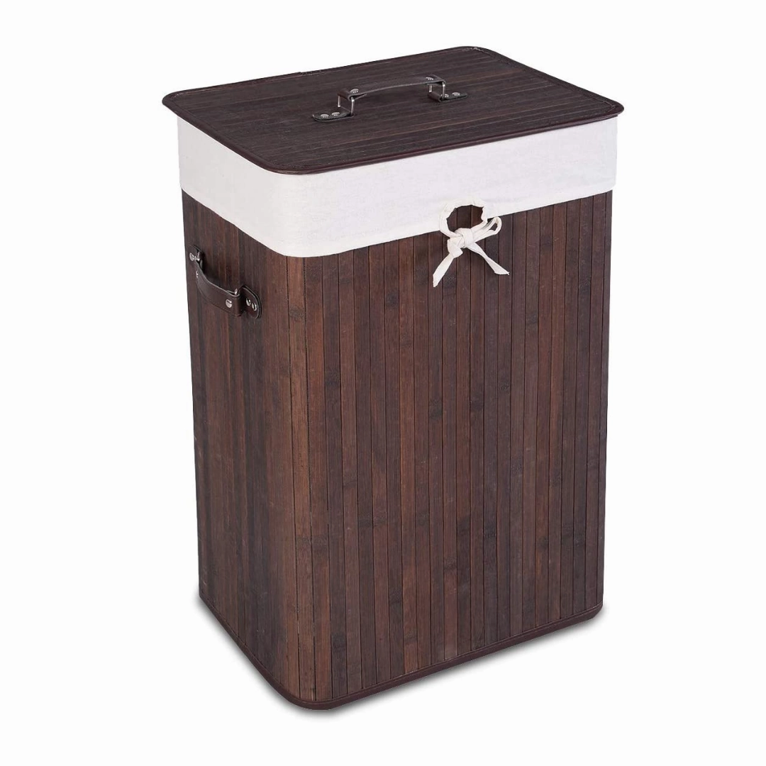 Laundry Hamper Bamboo Laundry Basket, Clothes Hamper with Lid and Removable sectional sofa, TV console
