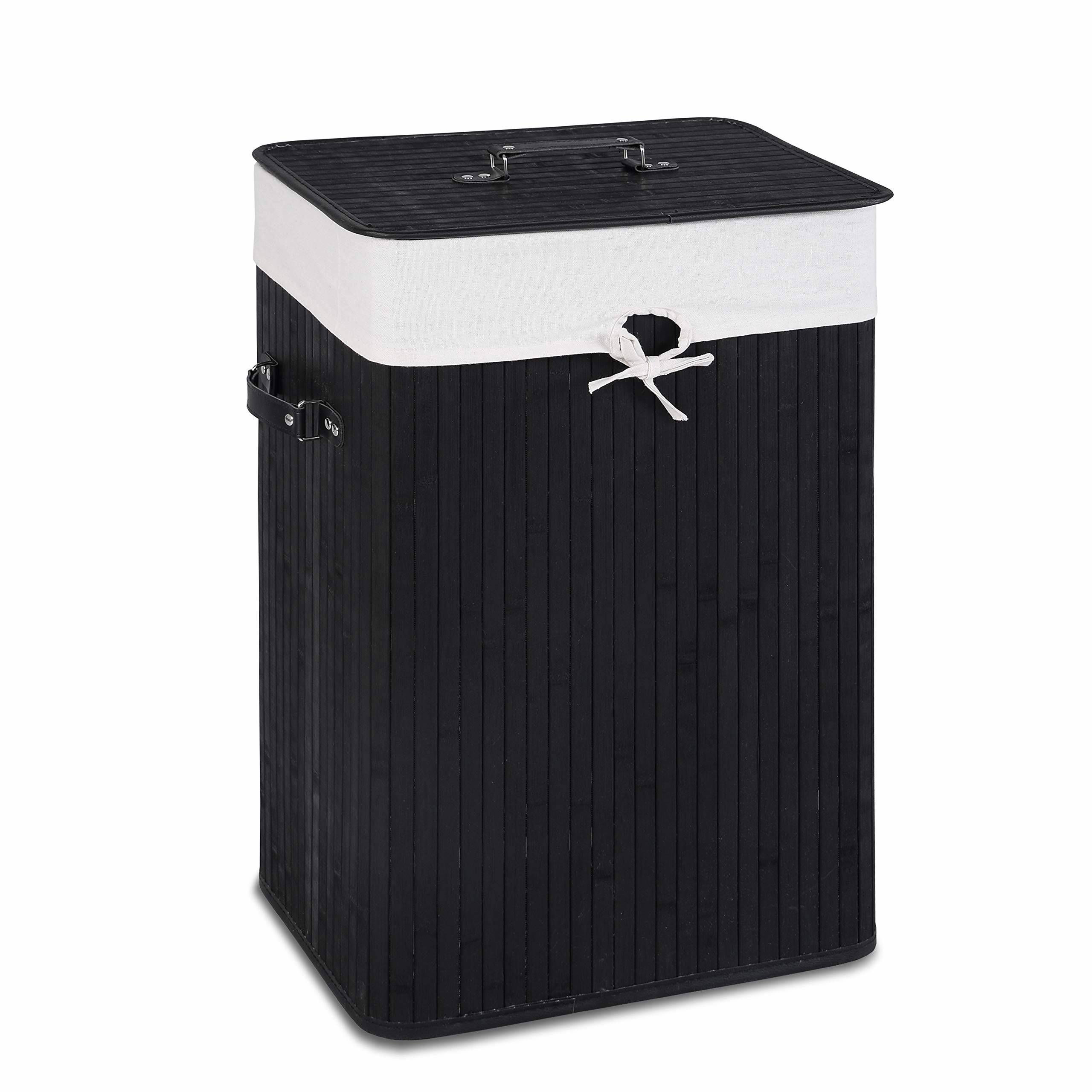 Laundry Hamper Bamboo Laundry Basket, Clothes Hamper with Lid and Removable