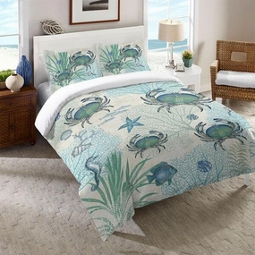 Laural Home Blue Crab Standard Cotton Comforter Sham - 20x26 pillowcases,cotton pillow covers,bed linen