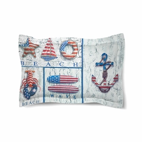 Laural Home Patriotic Coastal Mix Comforter Sham pillowcases,cotton pillow covers,bed linen