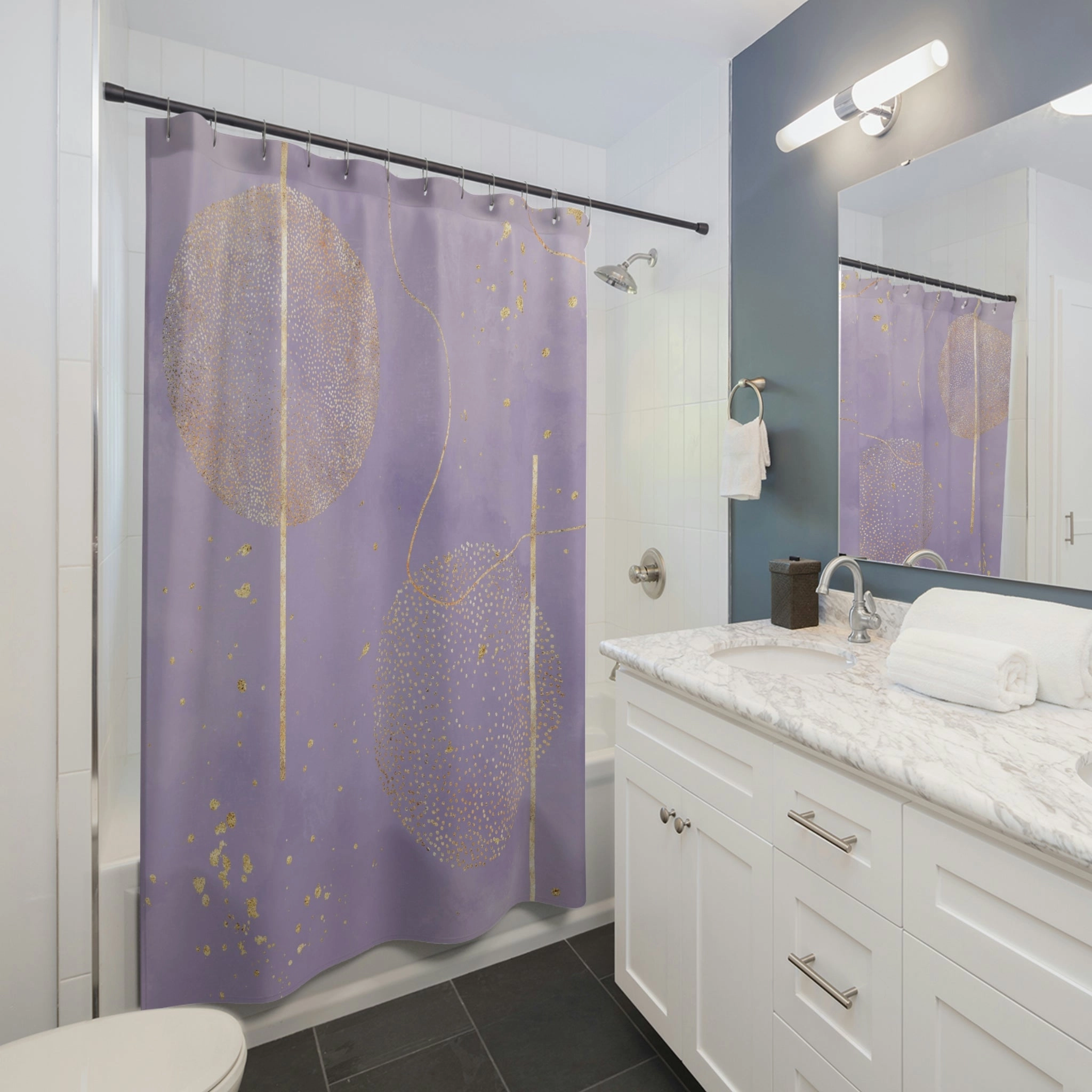 Lavender Beige boho shower curtain